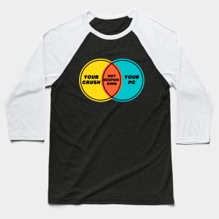 Venn Diagram: Your Crush & Your PC: Not Responding Baseball T-Shirt